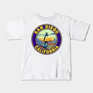 SURFING BLACK'S BEACH SAN DIEGO SURF CALIFORNIA Kids T-Shirt